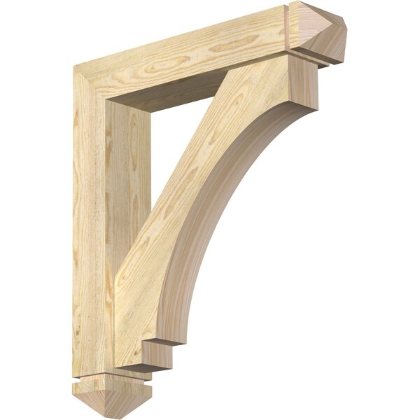 Ekena Millwork Imperial Arts and Crafts Rough Sawn Bracket w/ Offset Brace, Douglas Fir, 6"W x 28"D x 32"H BKT0604X28X32IMP03RDF - main